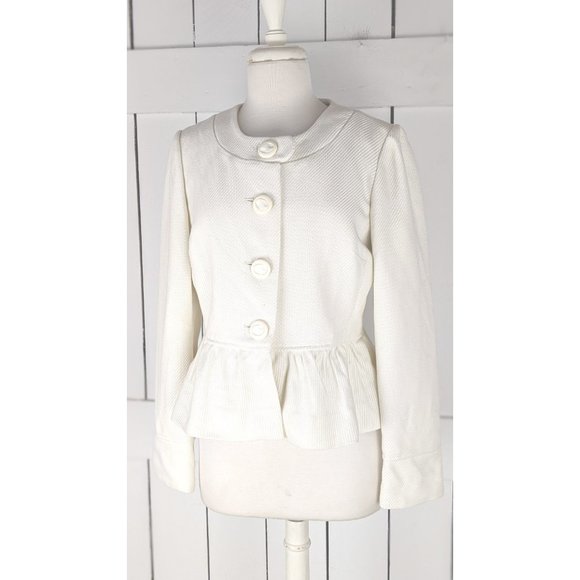 ECI New York ivory ruffle short cropped blazer jacket 10 - Picture 3 of 7